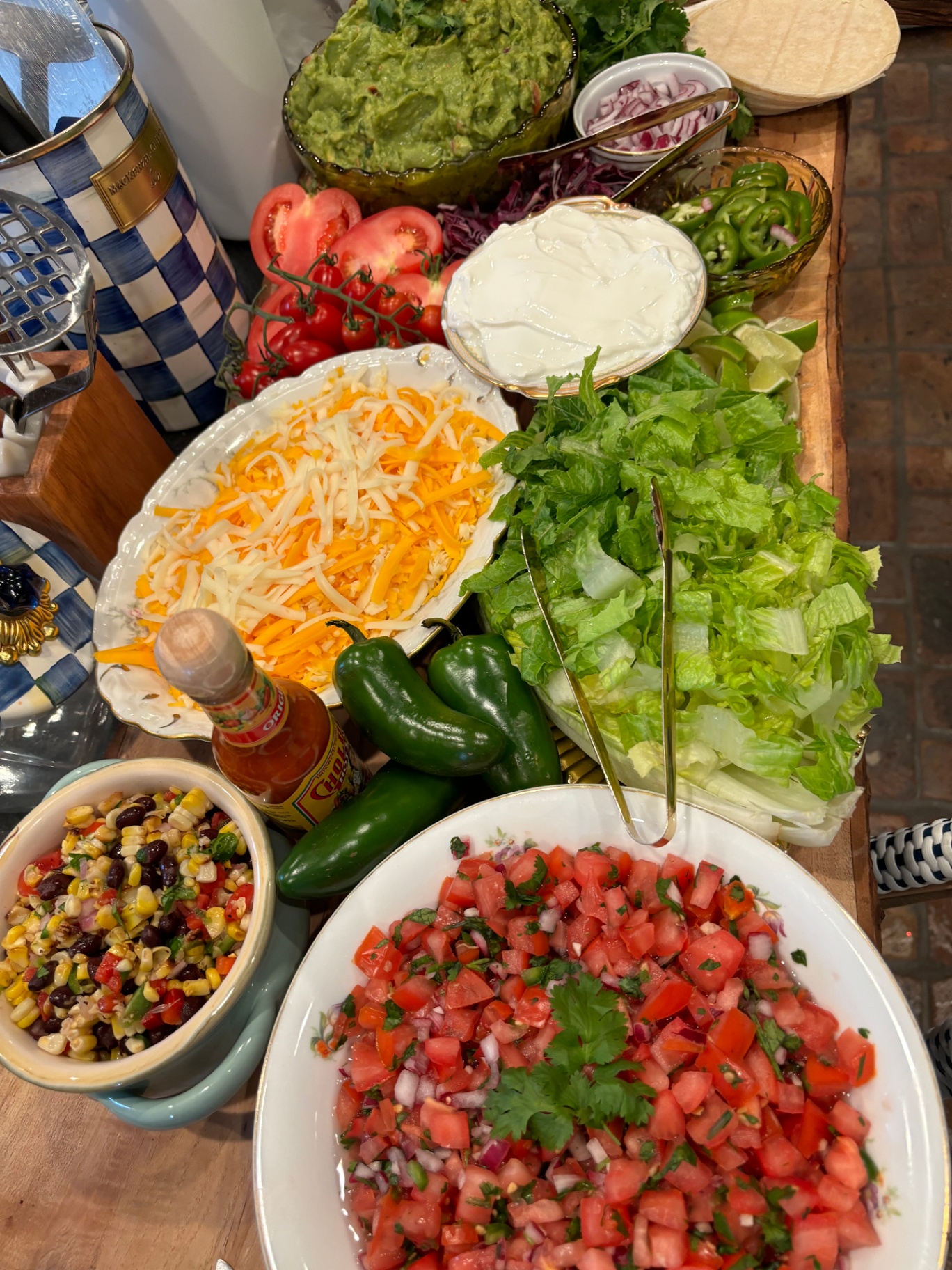 Build-your-own taco bar spread